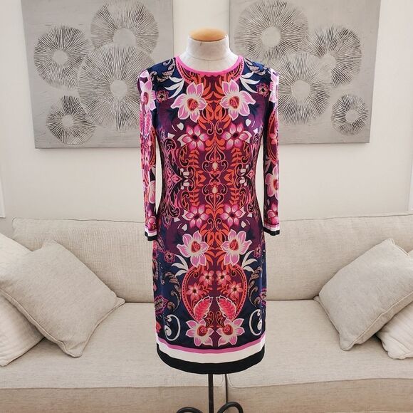 Eliza J Jersey Floral Shift Dress size 2 - Picture 1 of 12